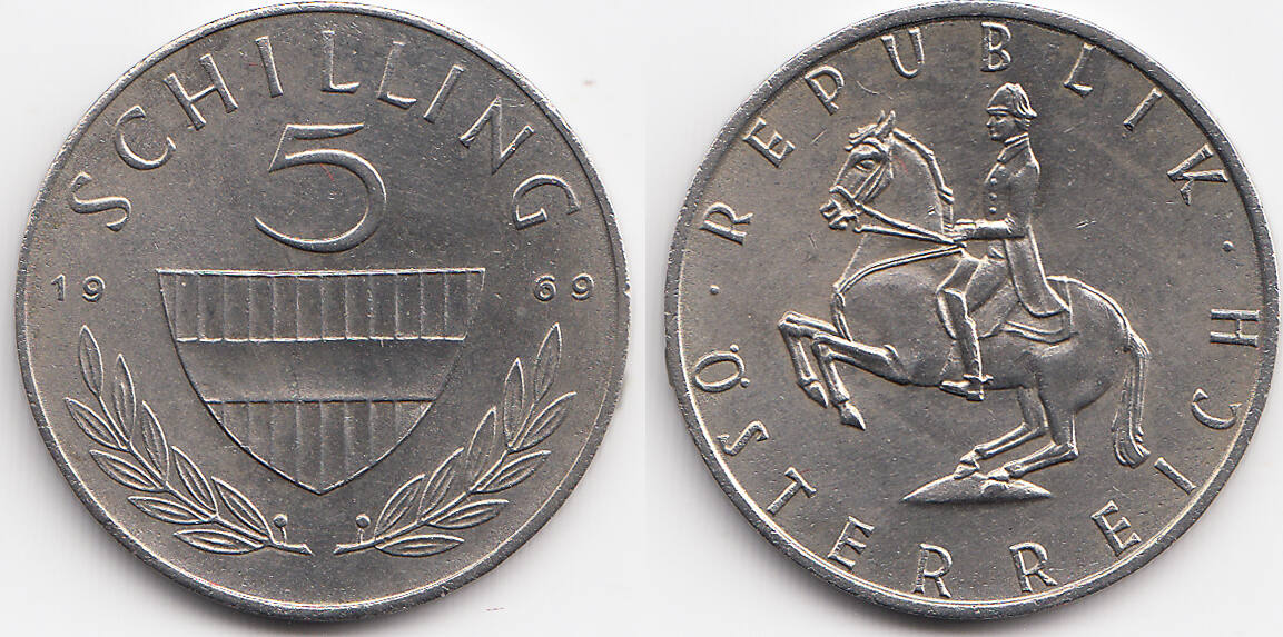 Österreich - Austria 5 Schilling 1969 2. Republik - Kupfer/Nickel UNC- |  MA-Shops