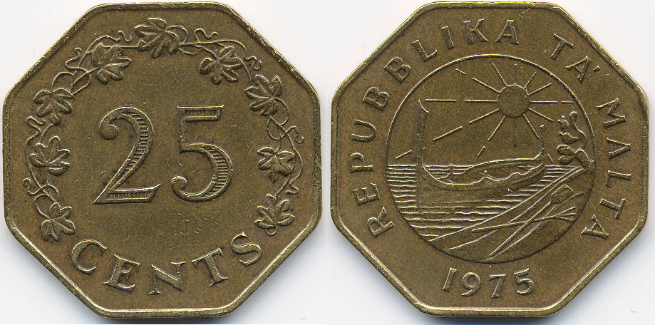 25 cents 1975 malta 