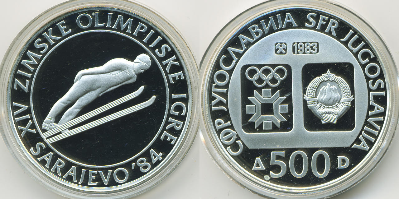 Jugoslawien - Yugoslavia 500 Dinar 1983 Olympische Spiele Sarajewo