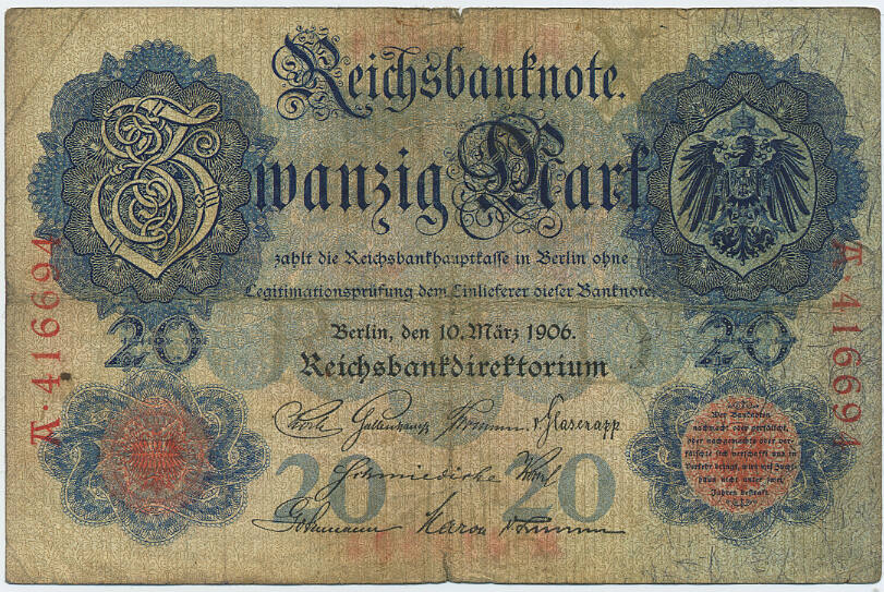 Deutsches Reich 1874-1914 20 Mark 1906 Rosenberg Nr. 24a - KN 6stellig ...