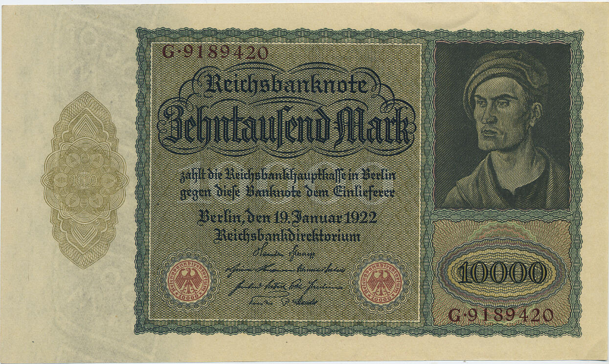 Deutsches Reich Inflation 1919-1924 10 000 Mark 1922 Rosenberg Nr. 68b ...