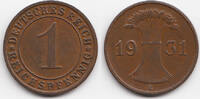 Weimarer Republik 1 Reichspfennig Kupfer -