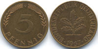 5 Pfennig 1967 G BRD Stahl/tombakplattiert vorzüglich/prägefrisch