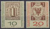 Bund 10 und 20 Pfennig Postwertzeichen-Ausstellung INTERPOSTA – Satz 2 Marken postfrisch