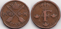 1 Oere 1759 SM Schweden - Sweden Adolf Friedrich 1751-1771 fast sehr schön - Zainende