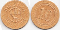 Sachsen Grünhain - gelbbraune Pappe ohne Jahr (Funck 177.6) 10 Pfennig ohne Jahr vorzüglich+
