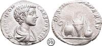 Caracalla Caesar (196-198) Denar 197-198 n. Chr. Rom, Büste / Priestergeräte, ungewöhnlich gut ausgeprägtes frühes Portrait, VF