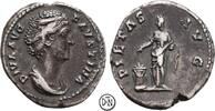 Diva Faustina Maior (+ 141 n. Chr.) Denar Roma, Büste / Pietas vor Altar, dunkle Patina, -