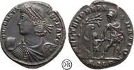 Constans (337-350) Maiorina Antiochia, Büste / Soldat führt Barbaren aus Hütte im Wald, sehr feine Details, -