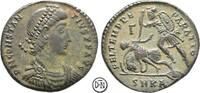 Constantius II (337-361) Maiorina Cyzicus, Büste / Reitersturzszene, schöne Patina, -