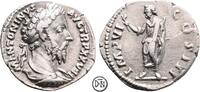Marcus Aurelius (161-180) Denar Roma, Büste / Genius Senatus mit Zweig und Szepter, sehr seltene Büstenvariante, -