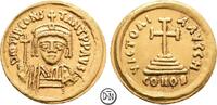 Tiberius II Constantinus (578-582) Solidus Jahr 8 = 581-582 n. Chr. Ravenna, Büste / Kreuz, seltene 