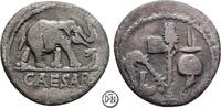 C. Julius Caesar (+ 44 v. Chr.) Denar 49 v. Chr. Heeresmünzstätte, Elefant / Priestergeräte, klar le