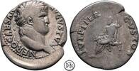 Nero (54-68) Denar 64-65 n. Chr. Roma, Kopf / Jupiter auf Thron, gutes Portrait, leicht getönt, ss/f