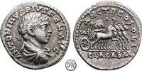 Elagabal (218-222) Denar 218-219 n. Chr. Antiochia, Büste / SANCT DEO SOLI ELAGABAL hl. Stein von Em