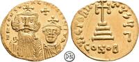 Constans II (641-668) Solidus 654-659 n. Chr. Constantinopel, Büsten / Kreuz, feine Portraits, Stemp
