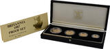 GROSSBRITANNIEN / IRLAND Set von 100, 50, 25 und 10 Pounds 1987, London. Elizabeth II, 1952-2022. Proof im Originaletui mit Zertifikat