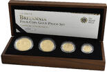 GROSSBRITANNIEN / IRLAND Set von 100, 50, 25 und 10 Pounds 2009, London. Elizabeth II, 1952-2022. Proof im Originaletui mit Zertifikat