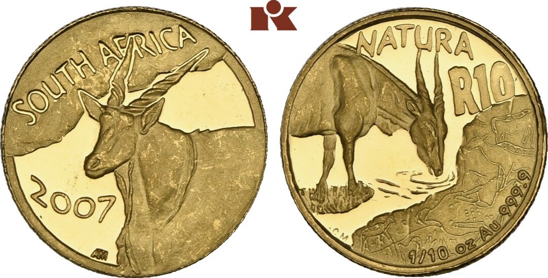 2004 South Africa 1/10 oz Gold Natura 10 Rand Lynx.