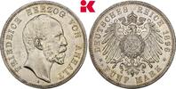 ANHALT 5 Mark 1896. Friedrich I., 1871-1904. Kl. Kratzer, UNC-