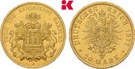 HAMBURG 20 Mark 1877. Freie und Hansestadt. EF
