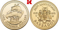 BARBADOS 100 Dollars 1975 Elisabeth II. seit 1966. Polierte Platte im Or... 7,739.42 元  ＋  115.90 元 运费