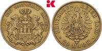HAMBURG 20 Mark 1889. Freie und Hansestadt. Fast vorz&uuml;glich 15,517.74 元  ＋  115.90 元 运费