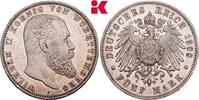 WÜRTTEMBERG 5 Mark Wilhelm II., 1891-1918. -