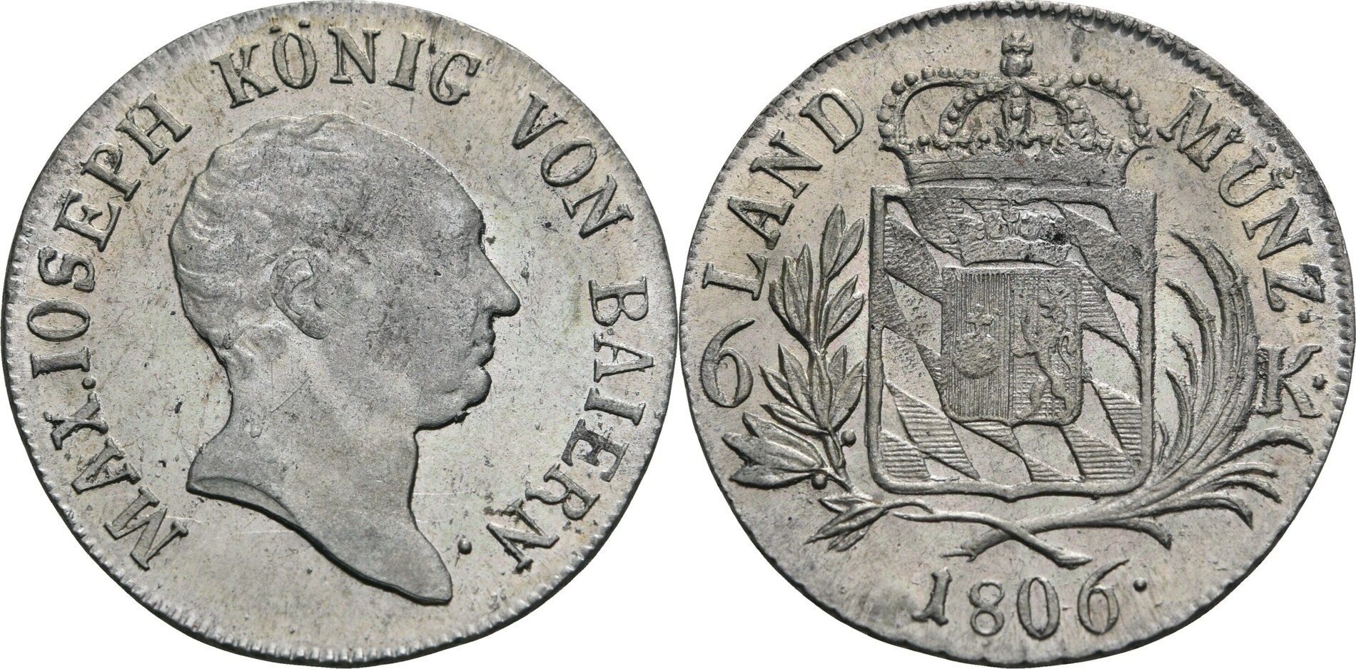 Bayern, Königreich 6 Kreuzer, München 1806 Maximilian I. Joseph, 1806