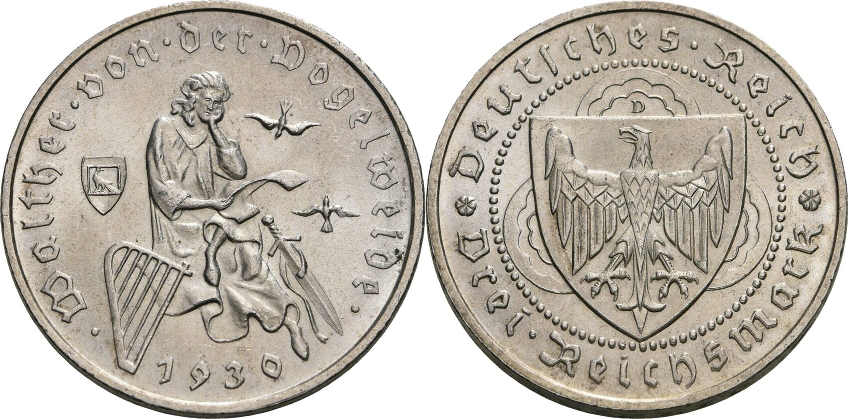 Weimarer Republik 3 Reichsmark D, München 1930 Auf den 700. Todestag ...