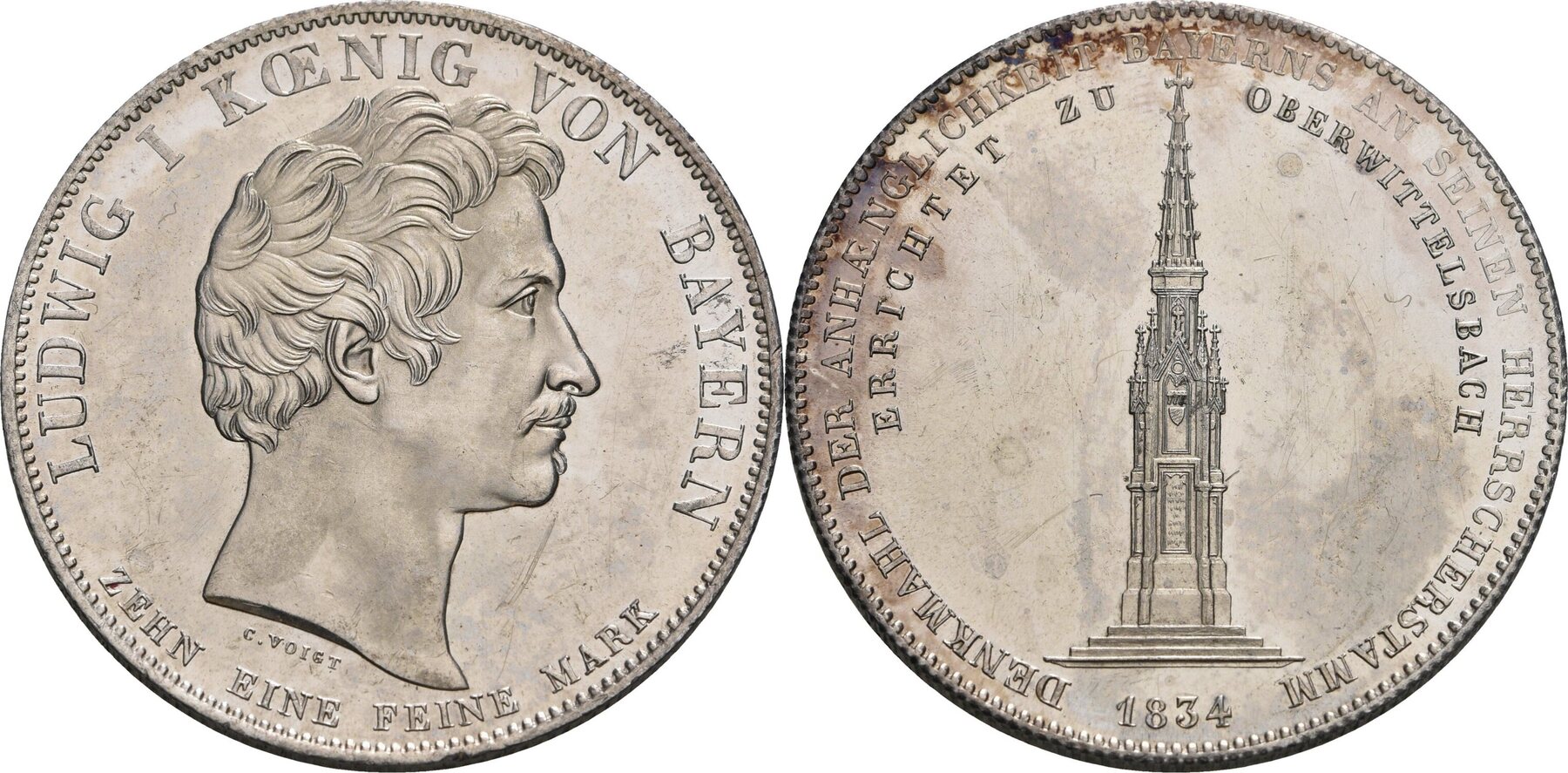 Bayern Geschichtstaler, München 1834 Ludwig I., 1825-1848 AEF, Min ...