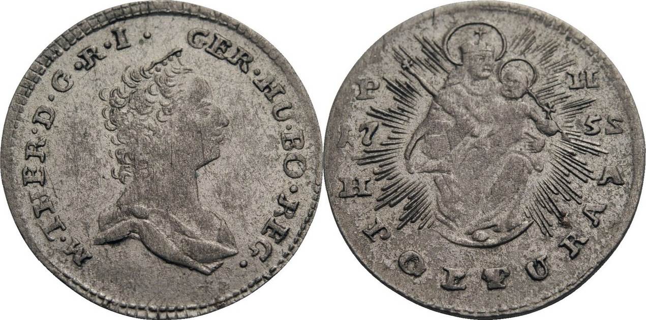 Habsburg Poltura, Kremnitz 1752 Maria Theresia, 1740-1780, spiegelverkehrte  "2" VF | MA-Shops