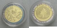 China, Volksrepublik 10 Yuan ex Panda Serie, Bimetall 1/10 OZ Gold und 1/28 OZ Silber -