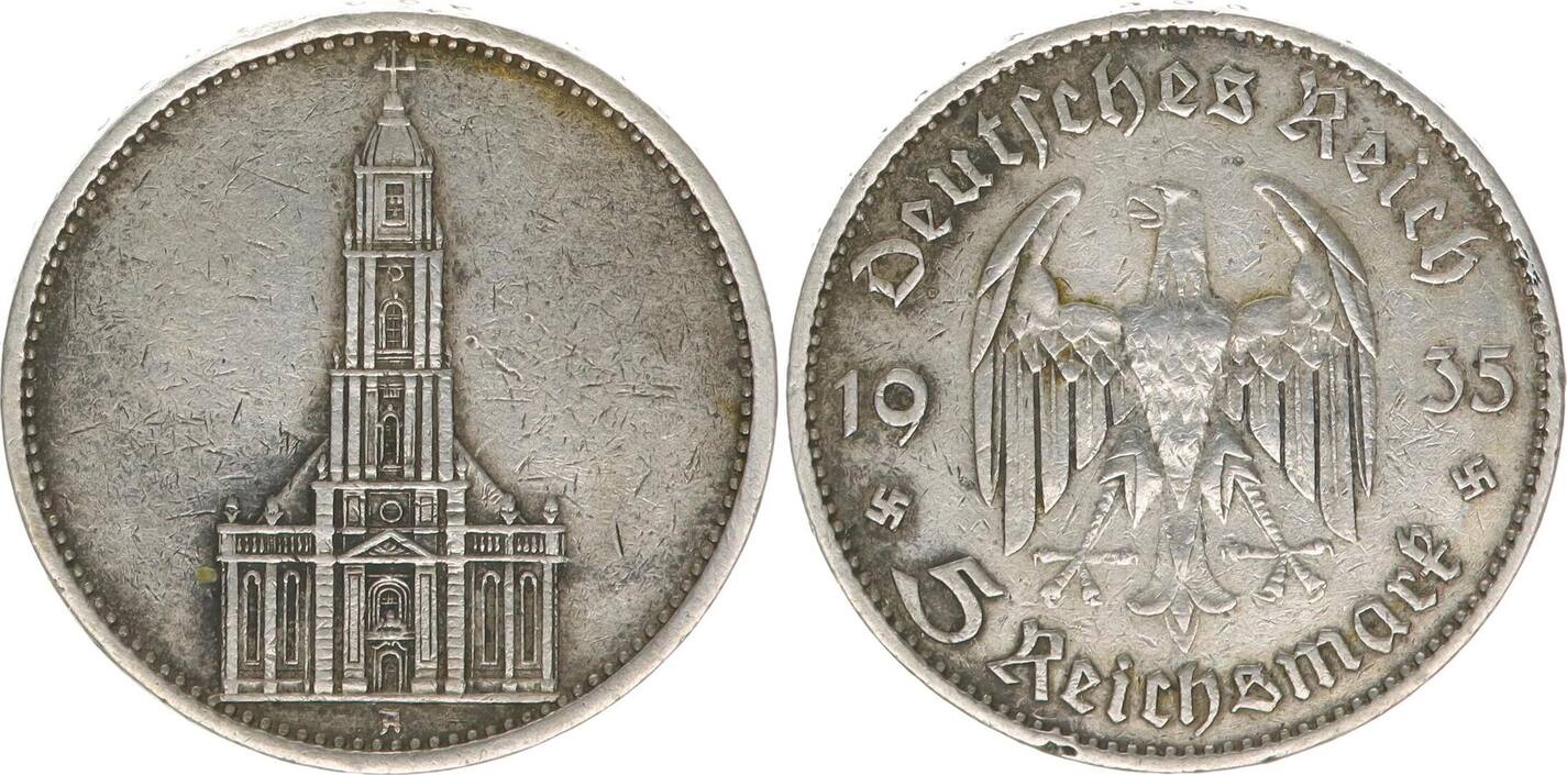 3-Reich 5 Mark 1935 A Garnisonskirche ohne Datum VF,kl.Rdf. | MA-Shops