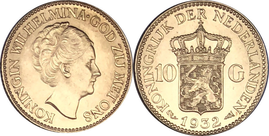 Niederlande 10 Gulden 1932 Königin Wilhelmina UNC | MA-Shops