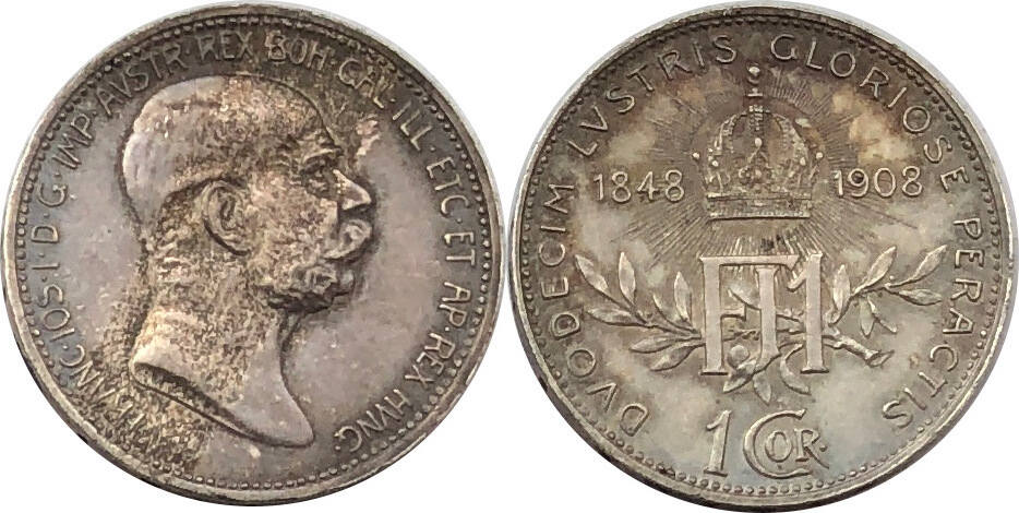 Österreich 1 Krone 1908 Kaiser Franz Joseph I 60 jähriges ...