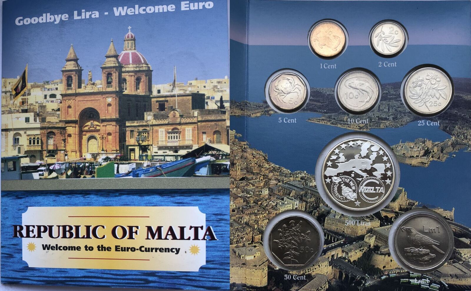 1Cent bis Lm 1 + 500 Liras 1998 - 2003 Neue Währung von Malta 1Cent, 2C ...