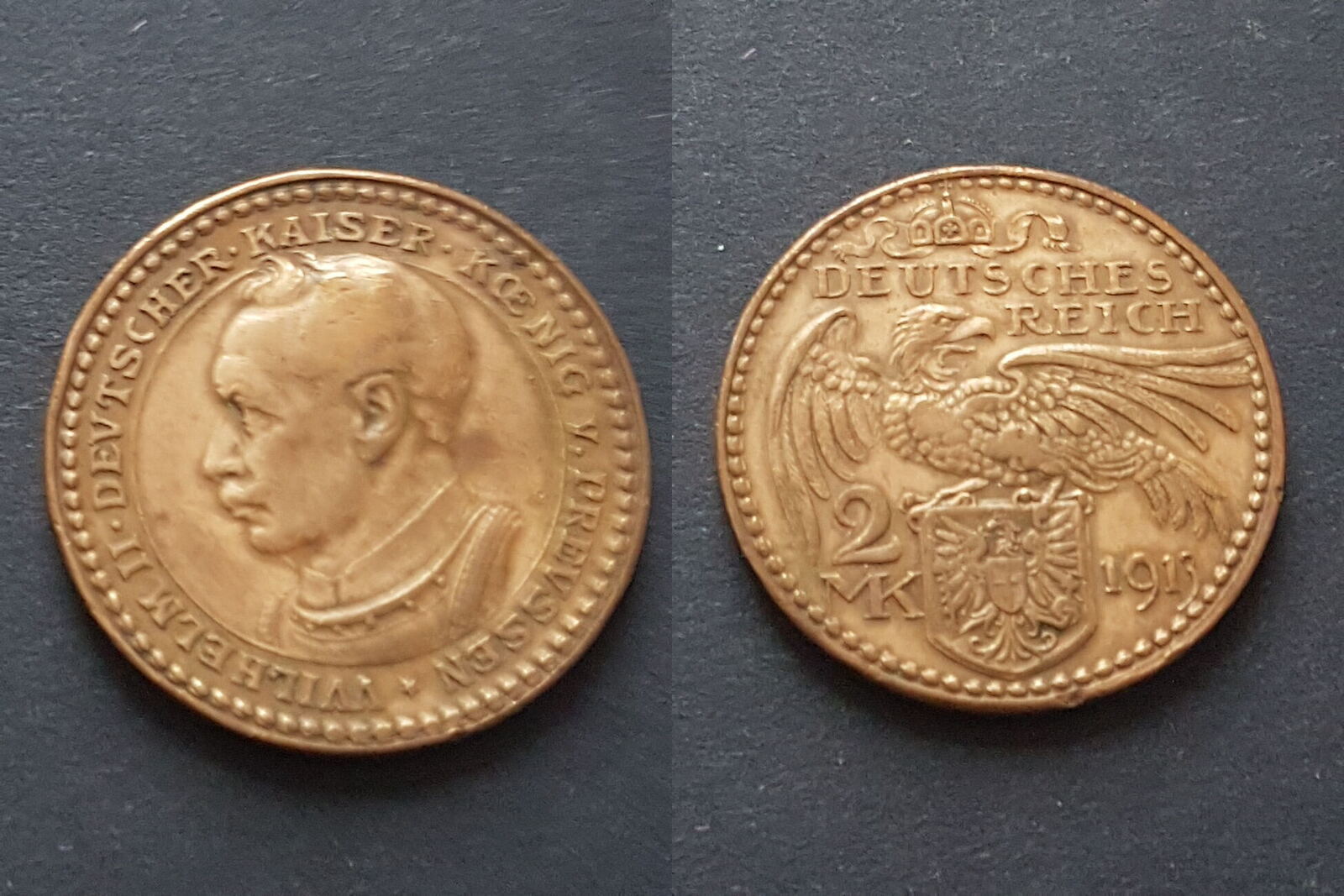 Deutsches Reich 2 Mark Probe 1913 Wilhelm II., Medailleur Karl Goetz VF