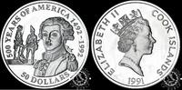 Cook Islands 50 DOLLARS 50 DOLLARS PROOF - Marquis de Lafayette -