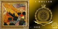 Niue 1 DOLLAR 1 DOLLAR – Van Gogh – Valley with plougham seen from above -