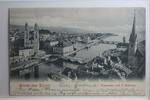 AK Zürich Panorama mit 2 Brücken 1904 gebraucht -
