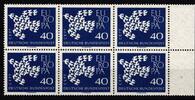 BRD 368 xv postfrisch 6er Block mit geriffelter Gummierung MiNr. 368 xv postfrisch 6er Block mit geriffelter Gummierung