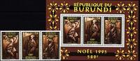 Burundi Burundi 1819-1821 und Block 138 postfrisch Dreierstreifen / Weihnachten MiNr. 1819-1821 und Block 138 postfrisch Dreierstreifen -