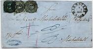Thurn und Taxis 7, 12 auf Brief als Mischfrankatur 1 Kreuzer als Paar -