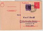 Alliierte Besetzung P 955, 37I auf Postkarte Brit. Am. Zone ZF -