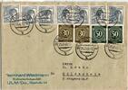 Alliierte Besetzung 928, 932, 947 auf Brief Brit. Am. Zone ZF -