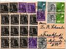 Alliierte Besetzung 943,944,946,947,950 auf Postkarte Sowj. Zone ZF -