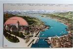 AK Zürich der See aus der Vogelschau, Schweiz Landesmuseum ungebraucht -