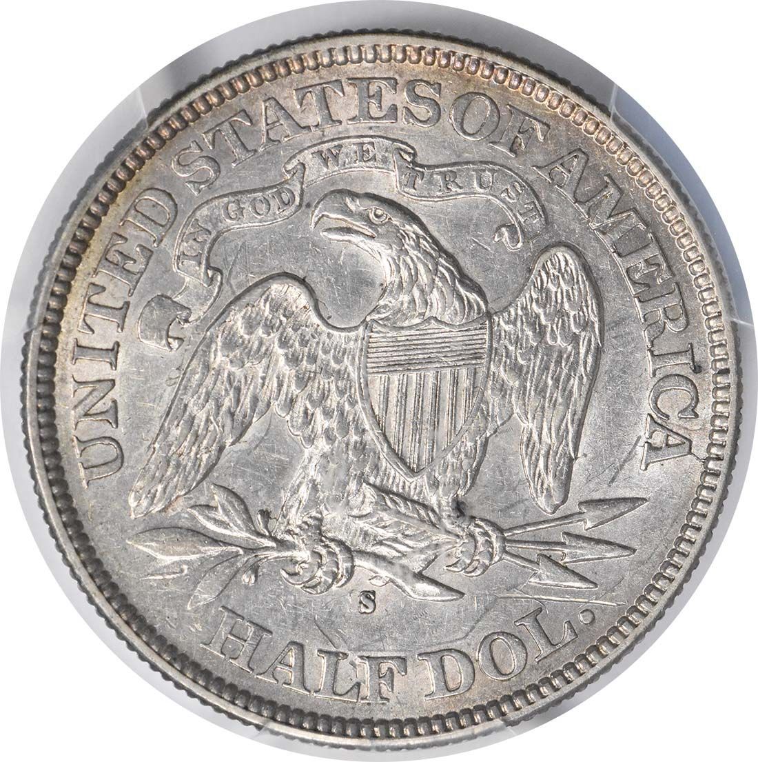 US 1877 S 1877-S Liberty Seated Half Dollar Type 1 RPM WB-8 AU50