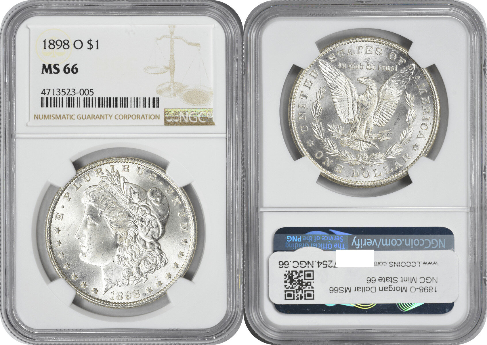 US 1898-O Morgan Silver Dollar MS66 NGC | MA-Shops
